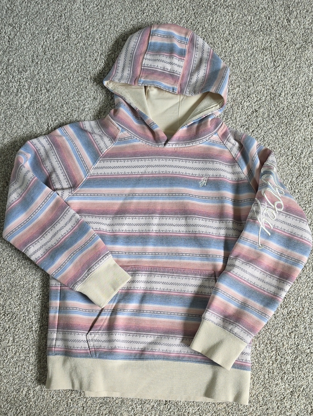 Hooey Pastel Striped Hooded Pullover - Pink & Blue